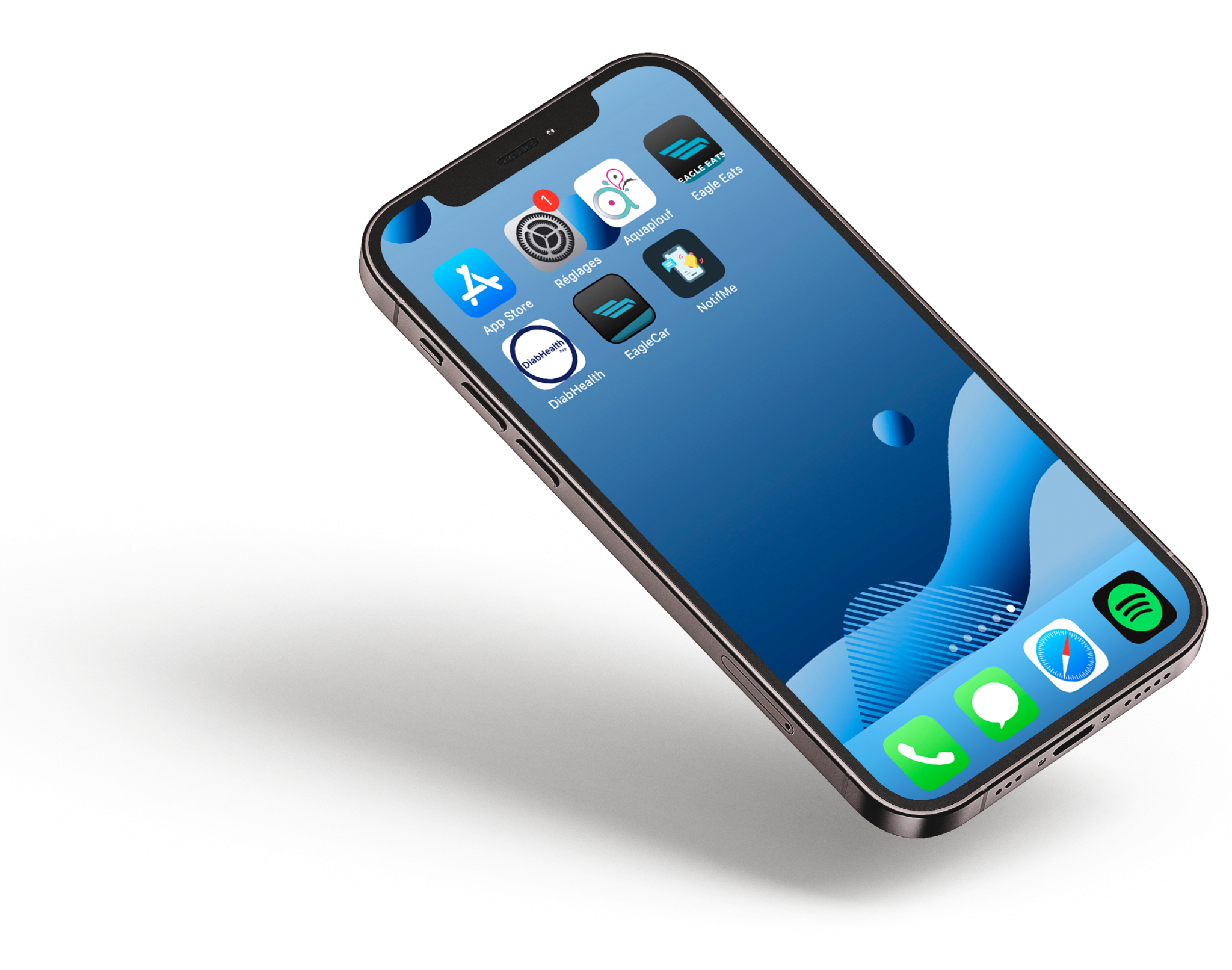 Un iphone 14 pro max avec dégradé bleu en fond d'écran
